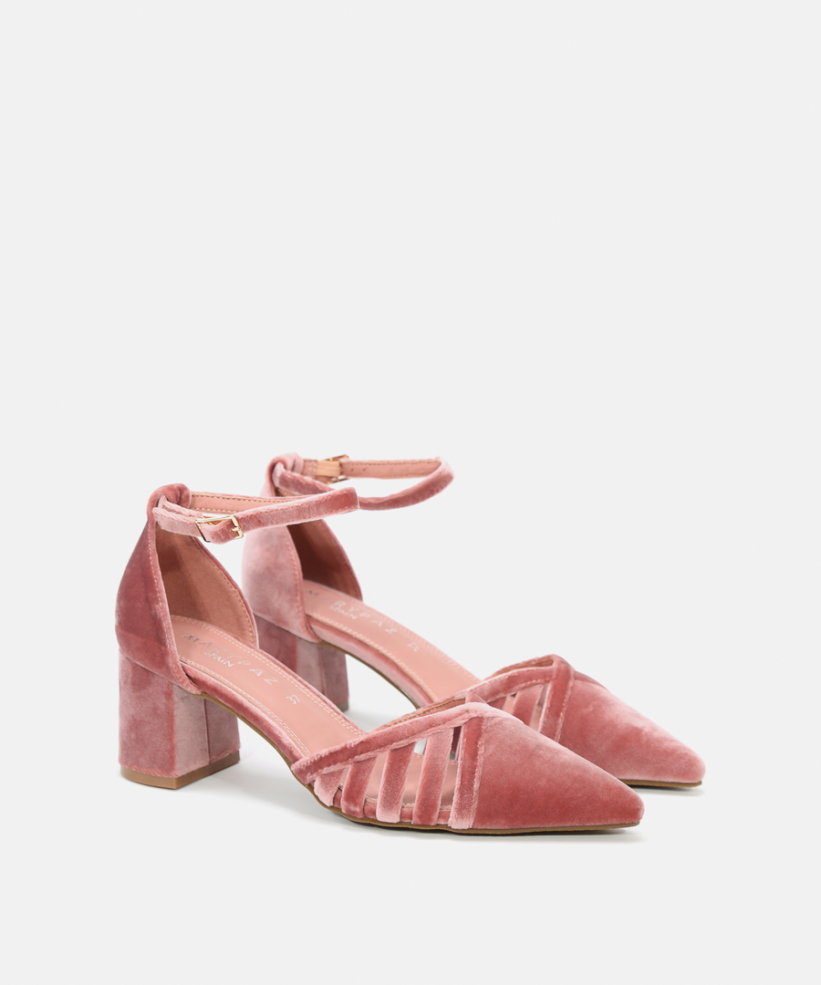 Sapatos salto veludo detalhe image number null